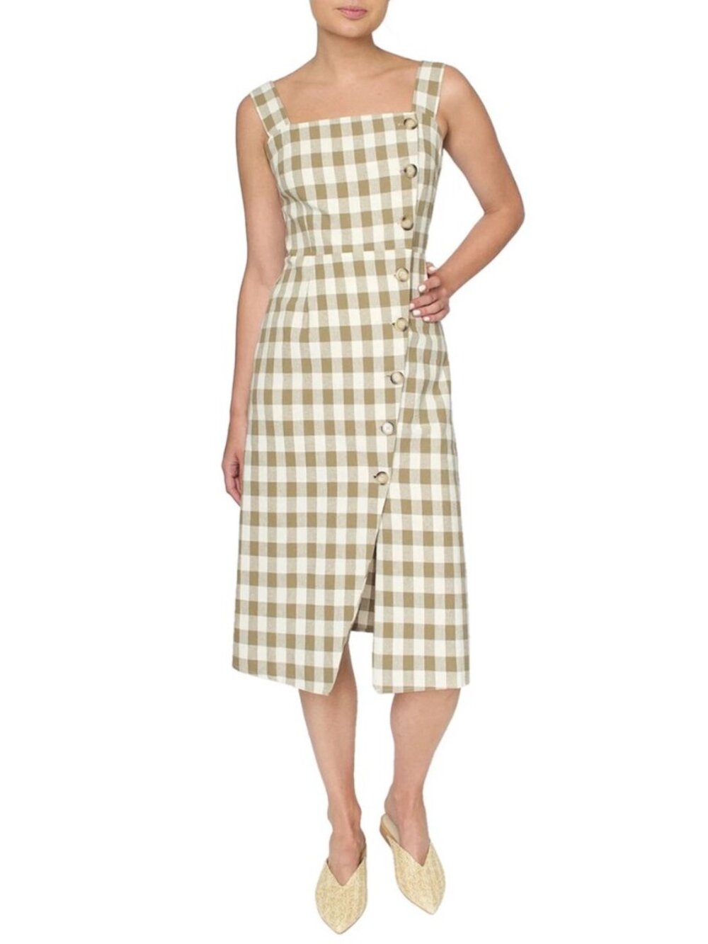 Six Crisp Days Gingham Plaid Pinafore Style Wrap Dress